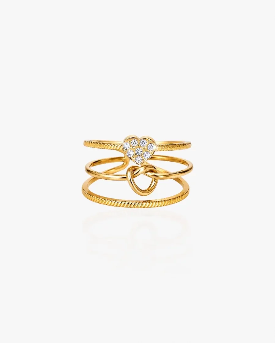 Bague multi rang en acier inoxydable doré ajustable