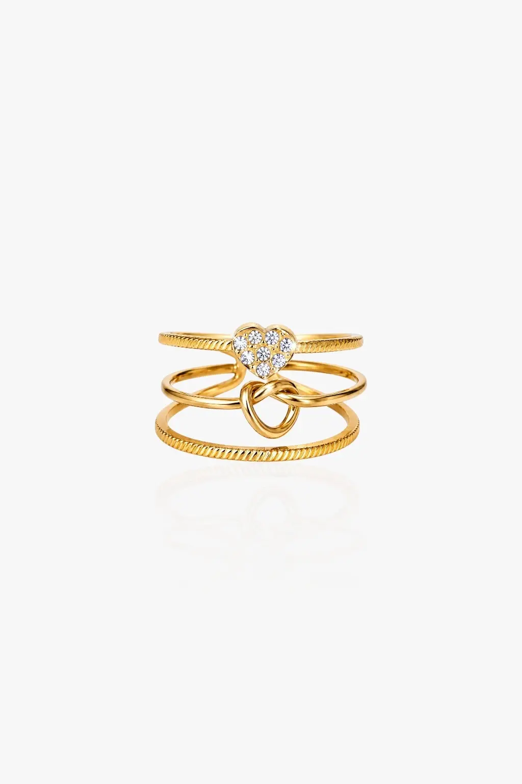 Bague multi rang en acier inoxydable doré ajustable