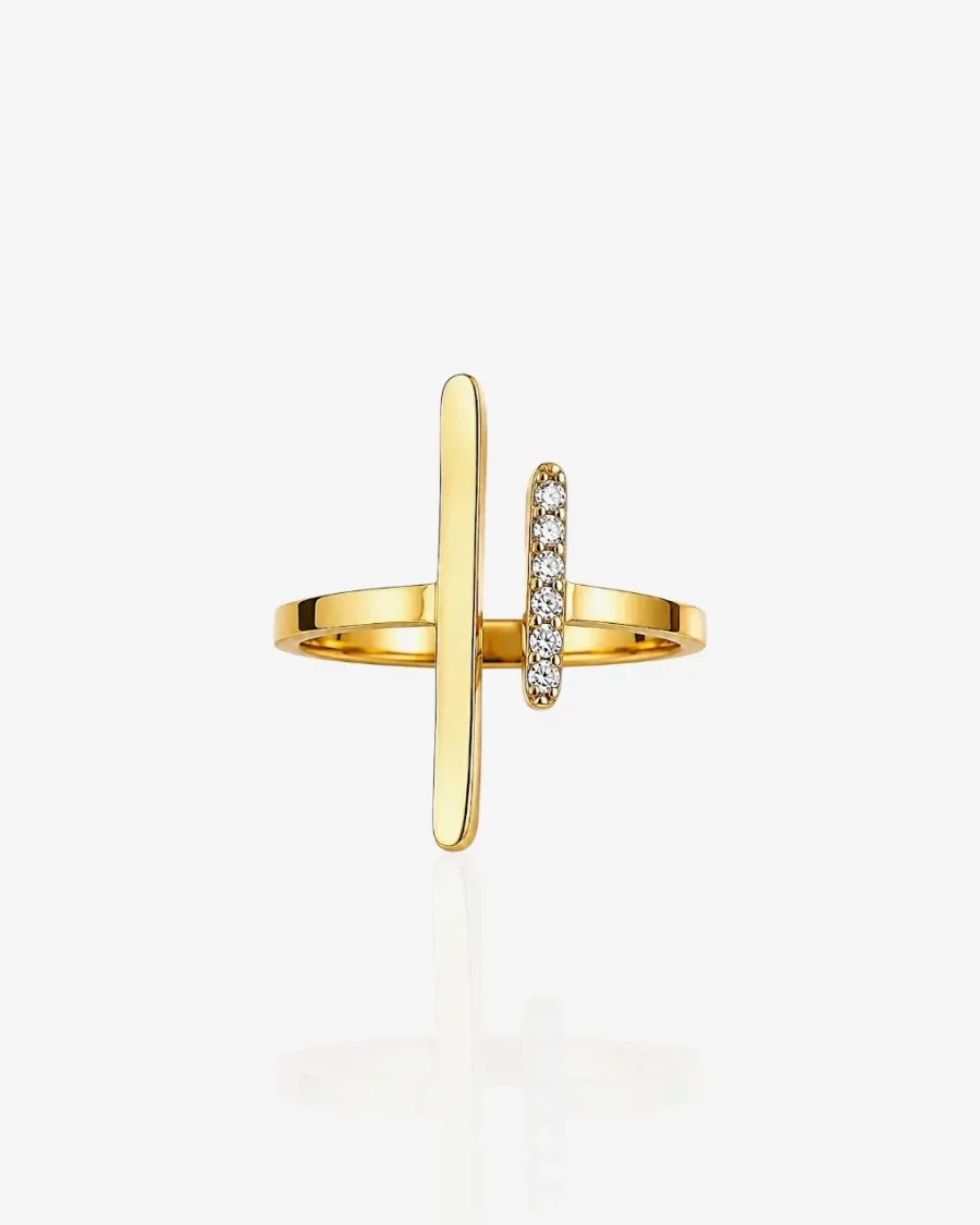 Bague ouverte acier inoxydable dorée pour femme
