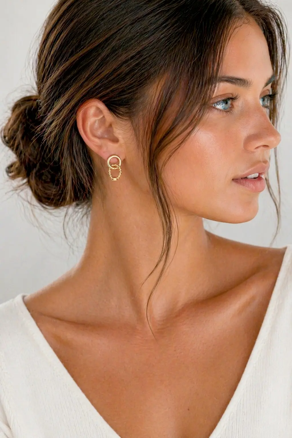 Boucles d’oreilles minimalistes doré en acier inoxydable et hypoallergénique