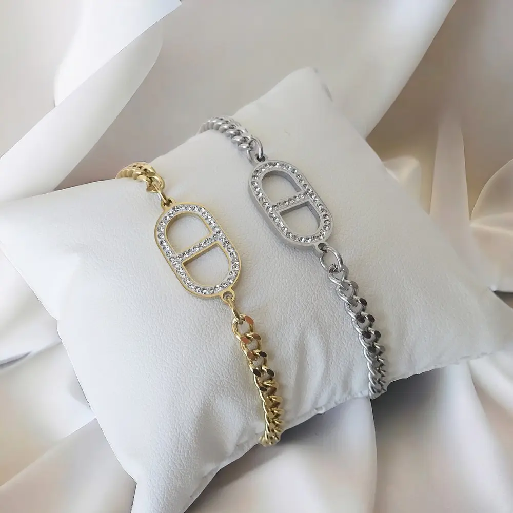 Bracelet maille marine avec strass
