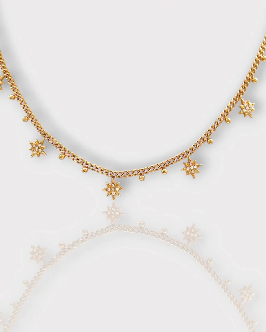Collier étoile acier inoxydable doré pour femme