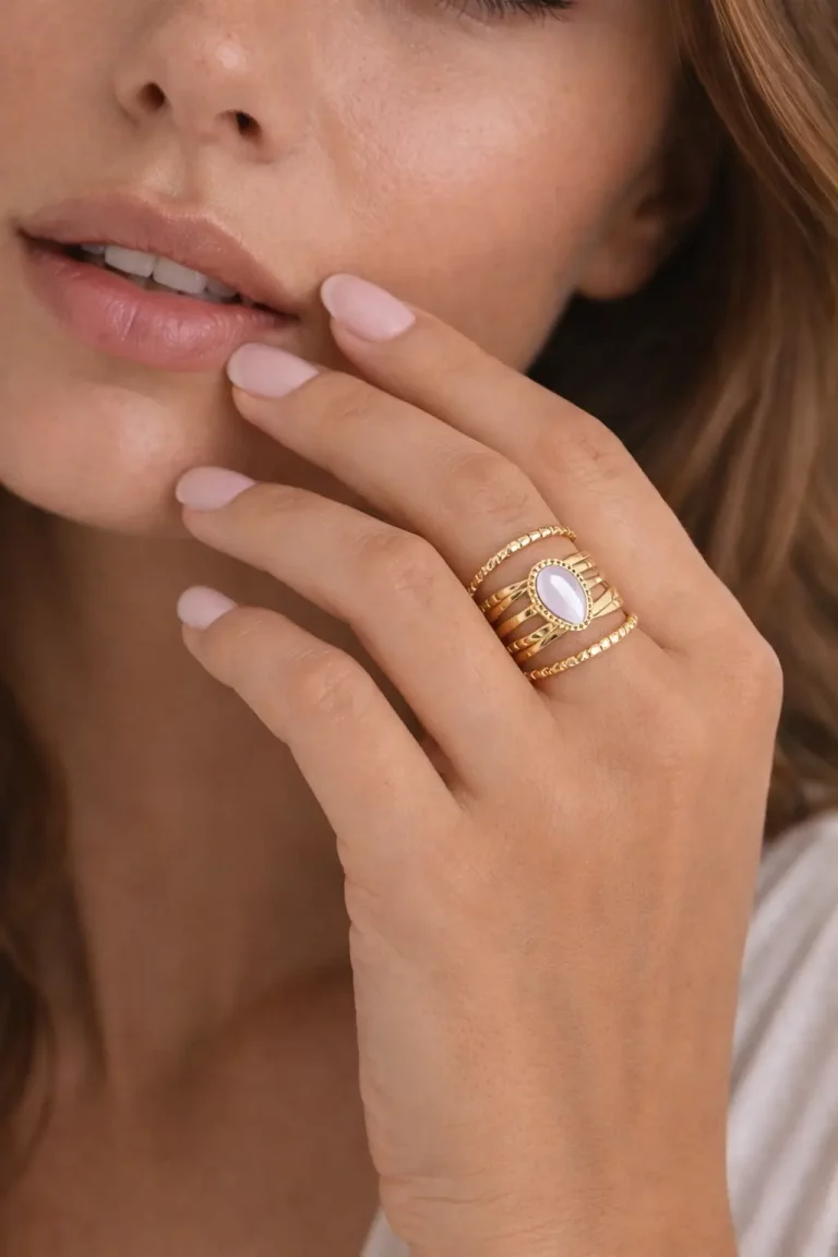 Bague bohème dorée en acier inoxydable, ajustable
