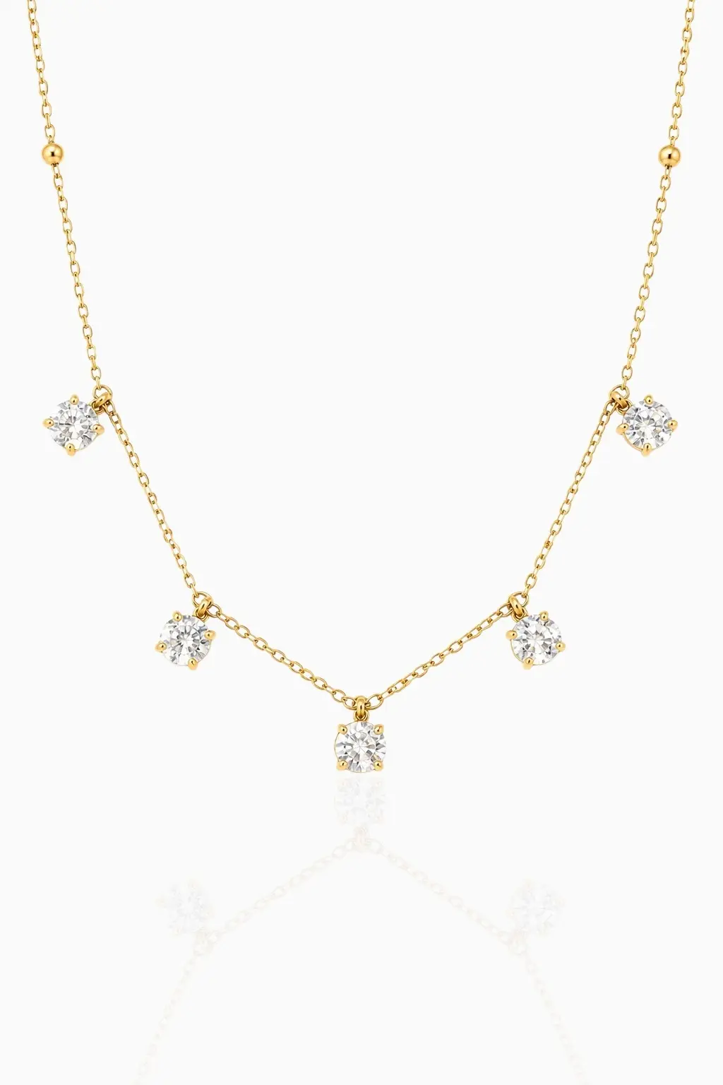 collier fin à strass en acier inoxydable doré
