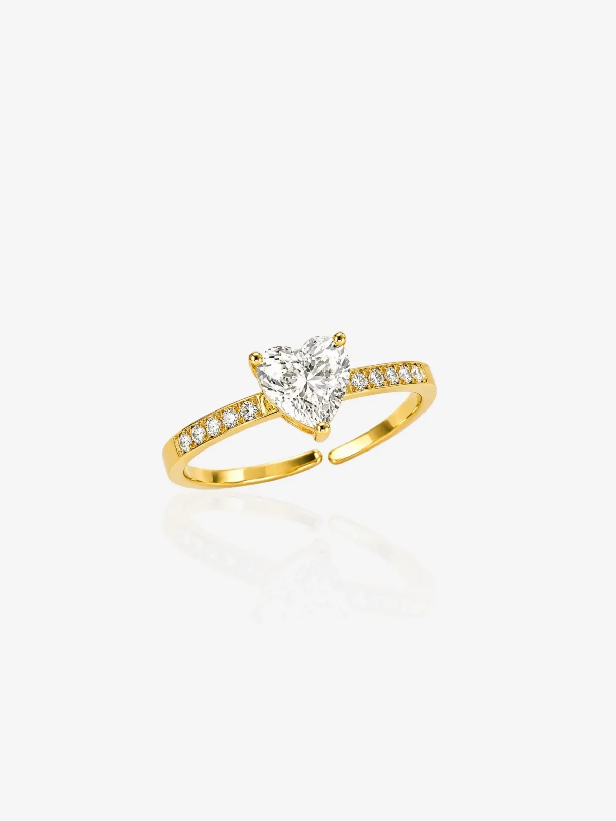 Bague solitaire ajustable dorée en acier inoxydable