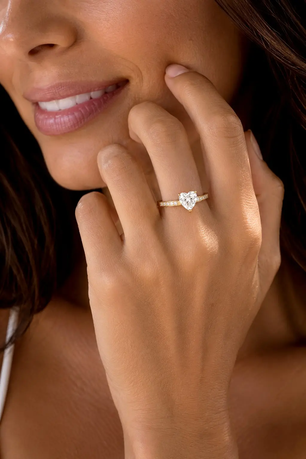 Bague solitaire ajustable dorée en acier inoxydable