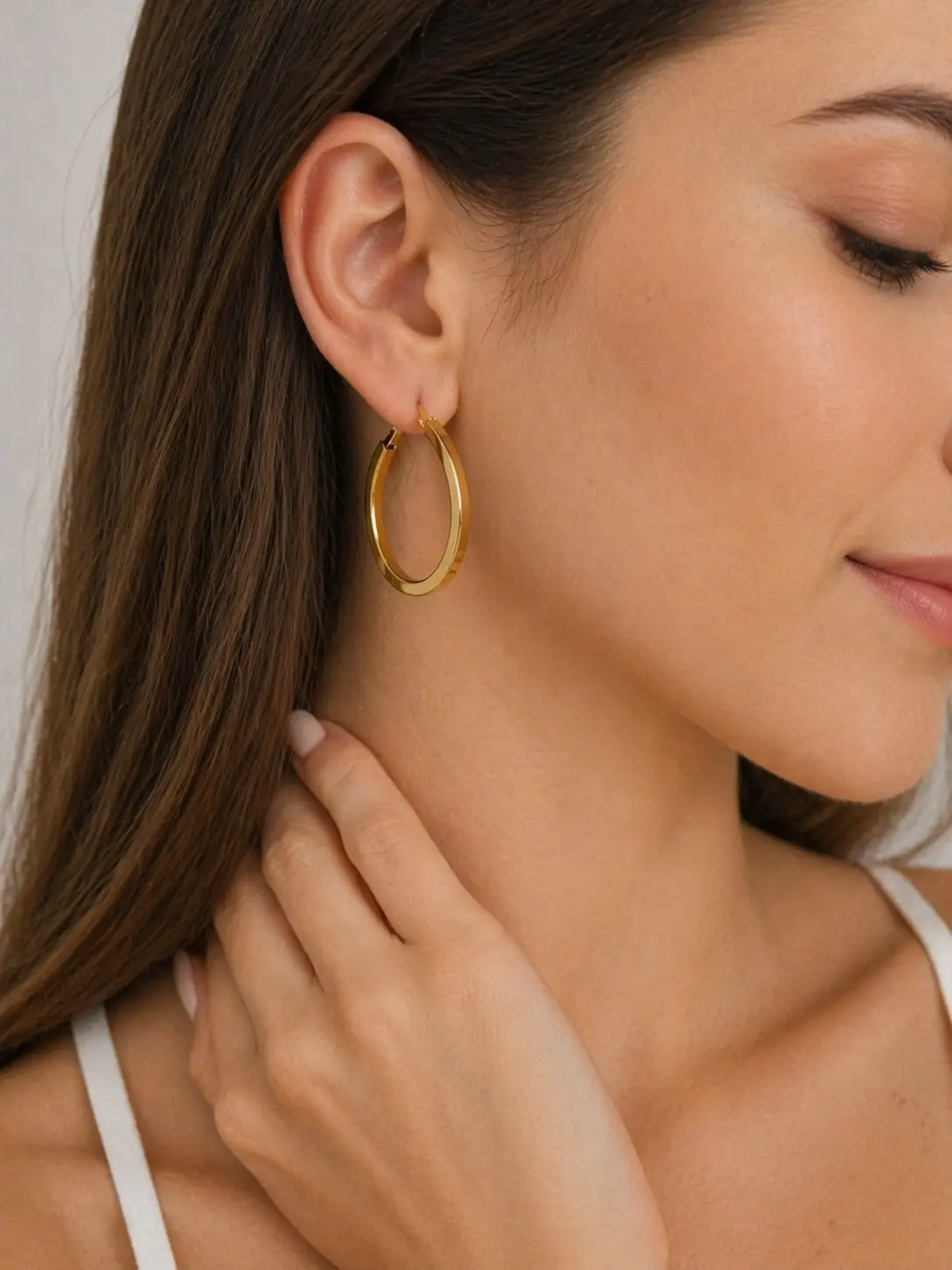 Boucles d'oreilles créoles dorée en acier inoxydable, hypoallergéniques pour femme