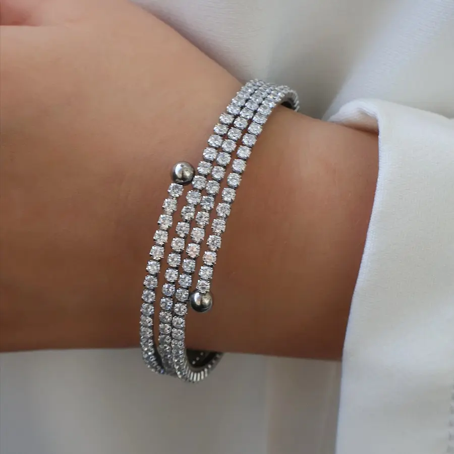 Bracelet strass zircon argenté pour femme
