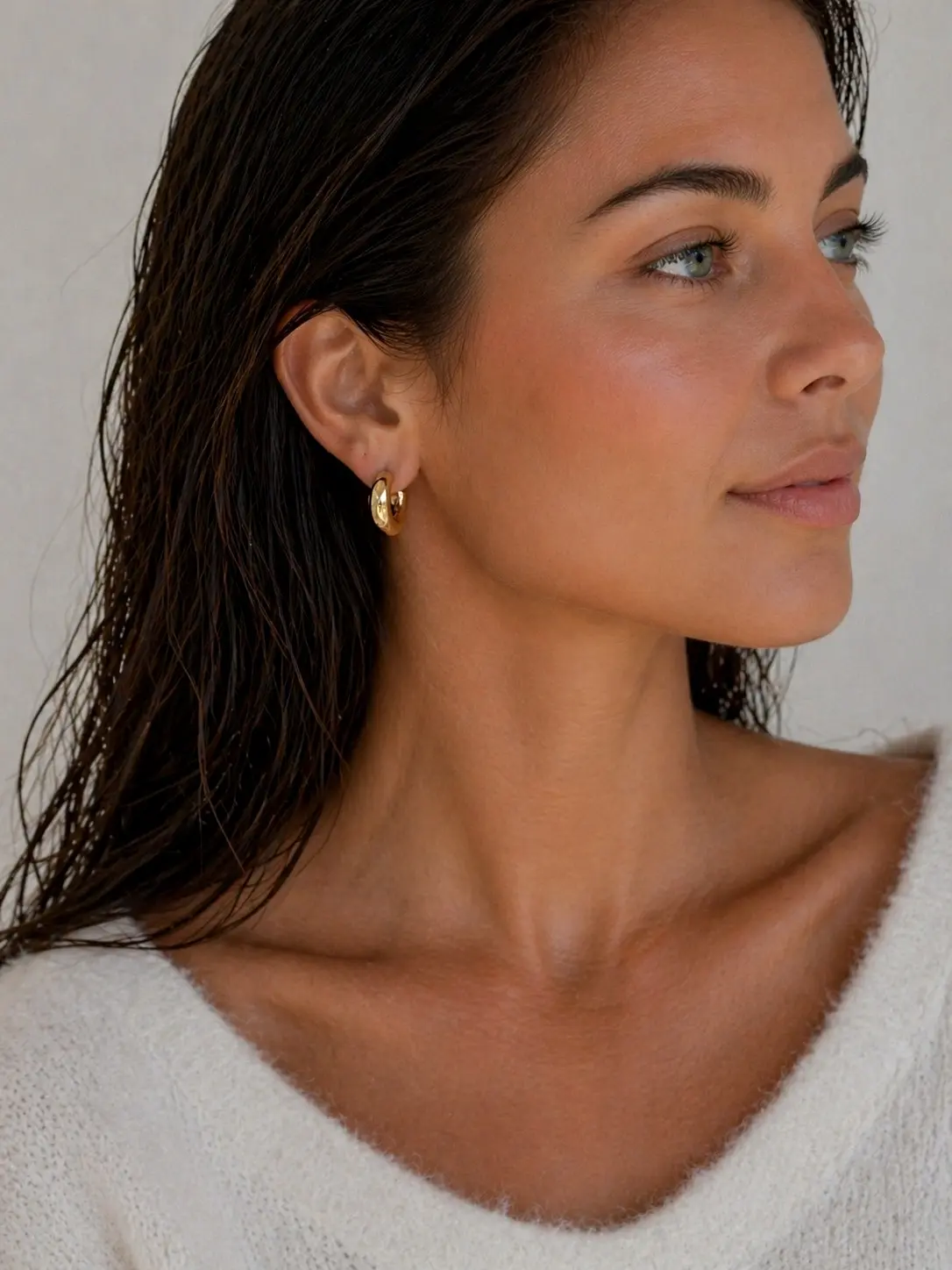 Boucles d'oreilles créoles acier inoxydable doré, hypoallergénique