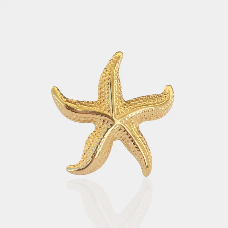 Bague étoile de mer doré ajustable en acier inoxydable