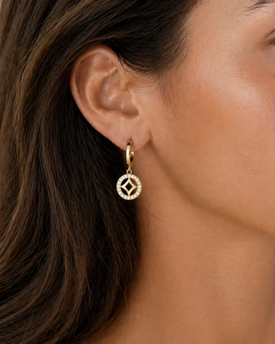 Boucles d'oreilles créoles doré en acier inoxydable pour femme