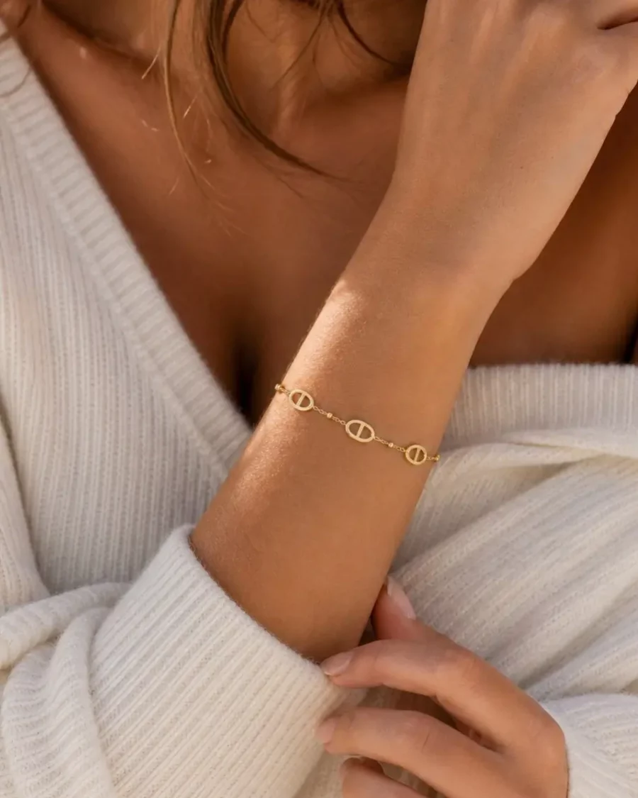 Bracelet maillon marin doré en acier inoxydable pour femme