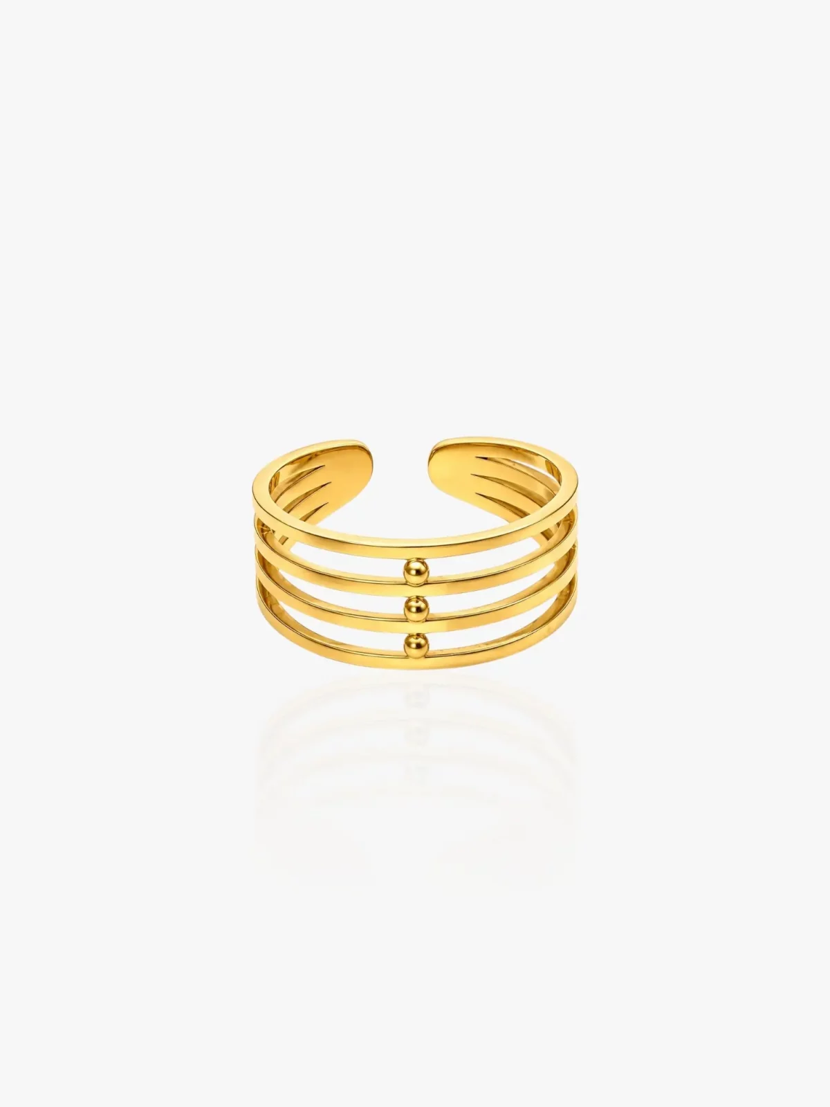 Bague multi-rang doré ajustable en acier inoxydable