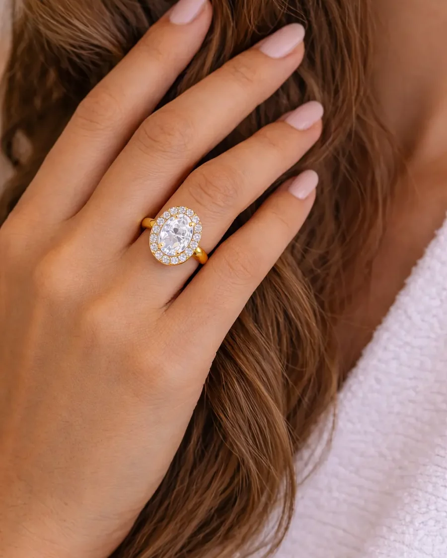 bague scintillante strass acier inoxydable