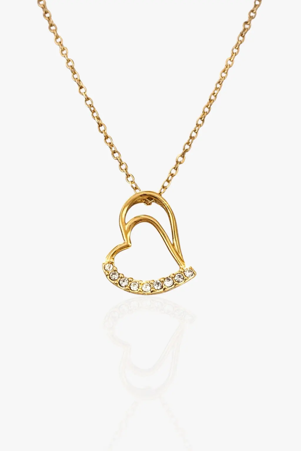 Collier Cœur strass doré