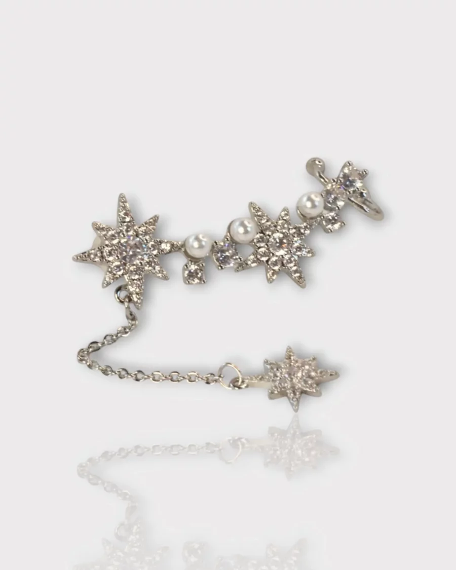 Boucle d’oreille étoile strass acier inoxydable argenté
