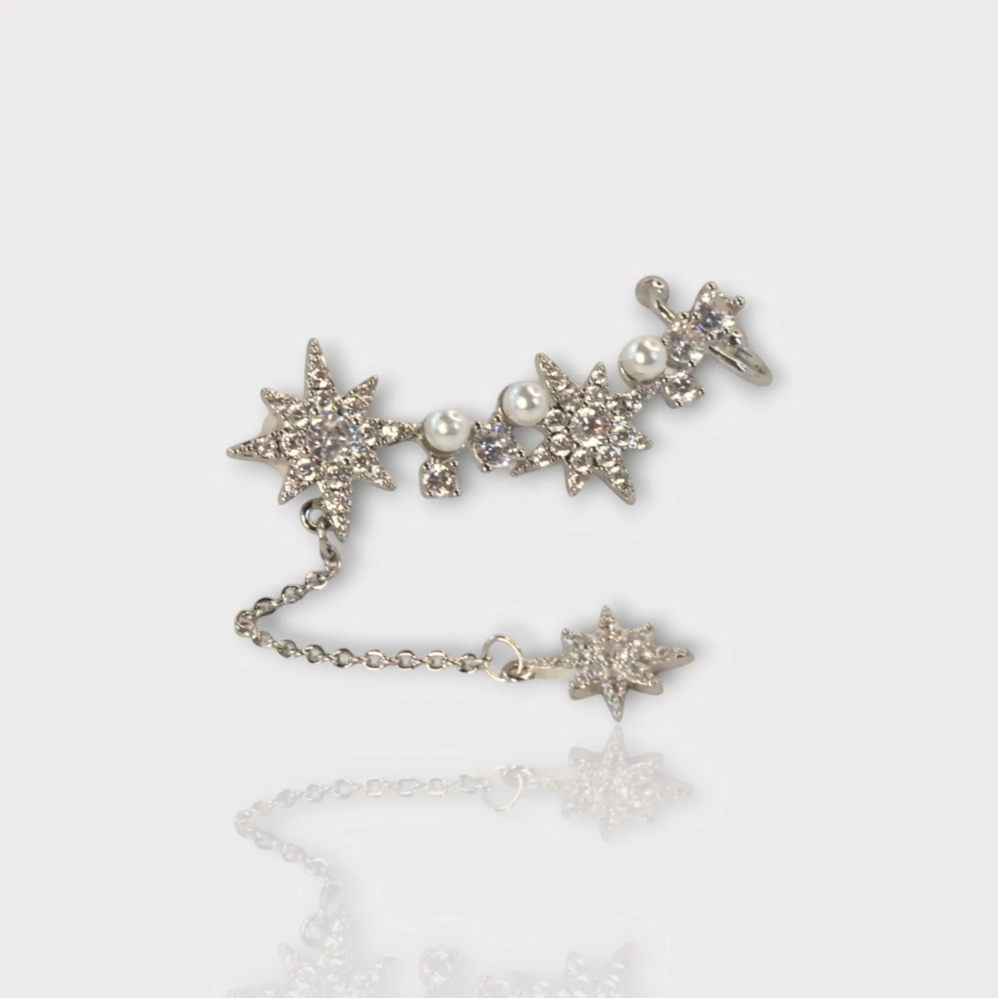 Boucle d’oreille étoile strass acier inoxydable argenté