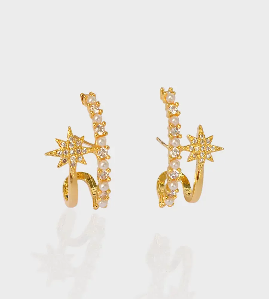 Boucles d'oreilles avec strass, doré