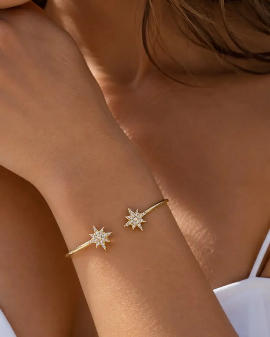 Jonc étoile de mer doré acier inoxydable pour femme