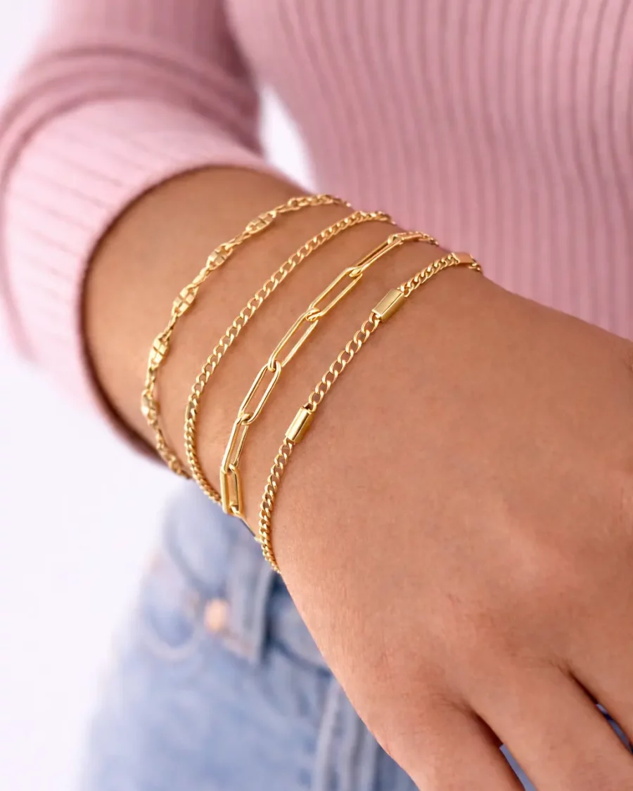 Bracelet multi-chaînes doré porter