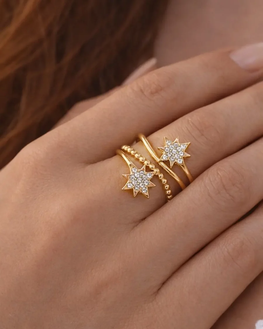 Bague étoile doré ajustable