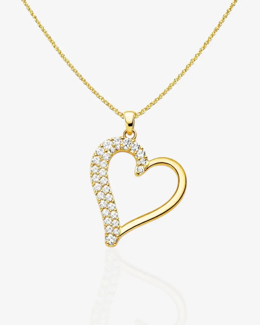 Collier cœur scintillant doré
