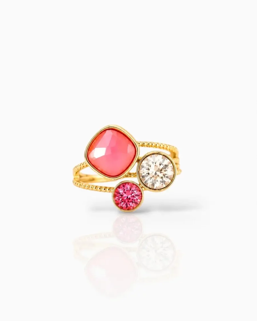 Bague Cristaux Swarovski ajustable en acier ioxydable