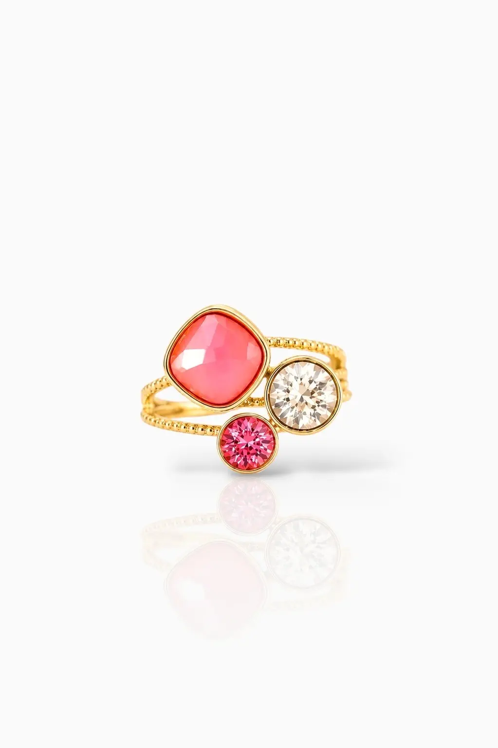 Bague Cristaux Swarovski ajustable en acier ioxydable
