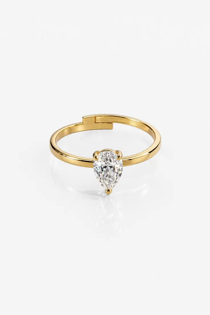 Bague réglable solitaire en acier inoxydable