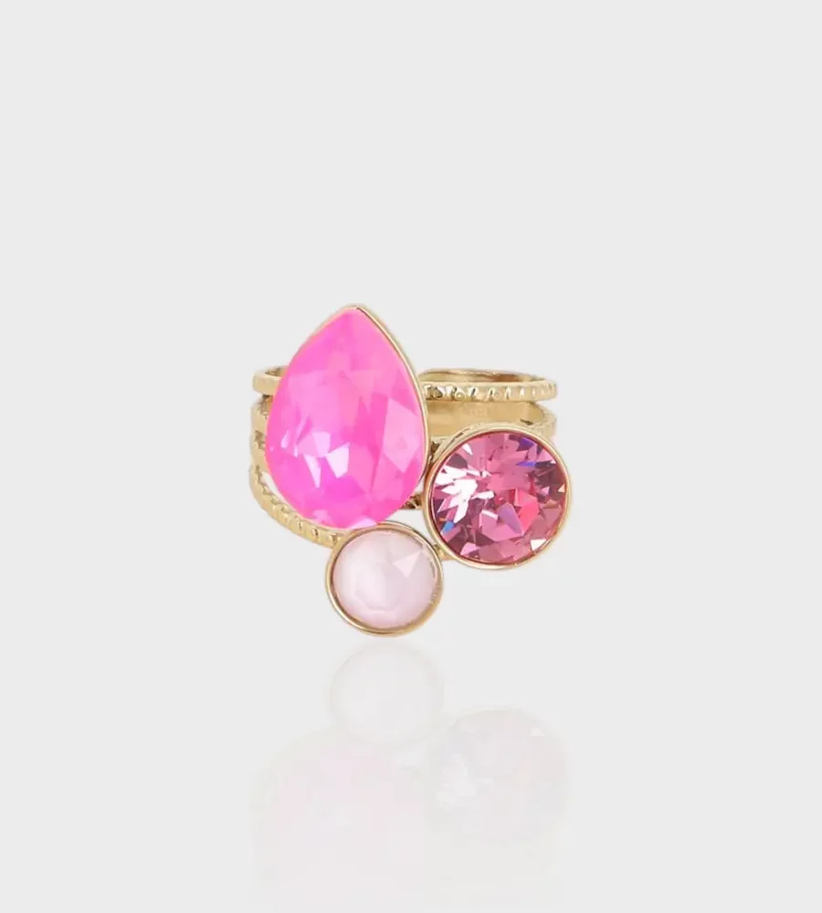 Bague cristaux Swarovski rose