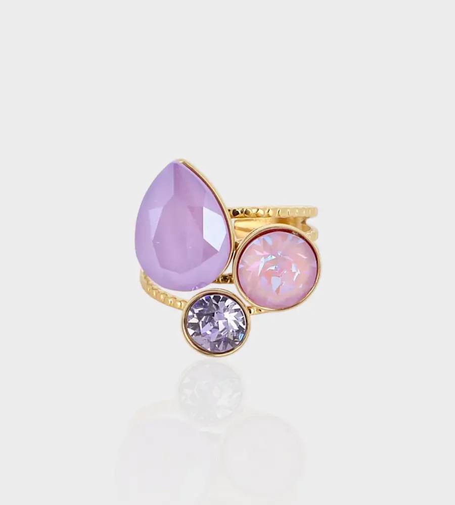 Bague cristaux Swarovski mauve