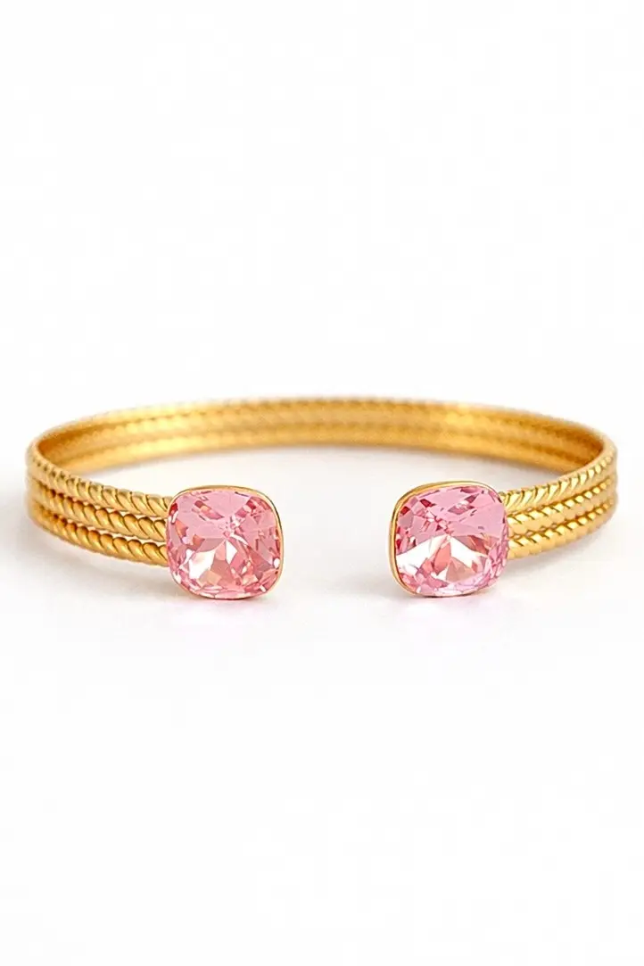 Jonc cristaux Swarovski rose ajustable