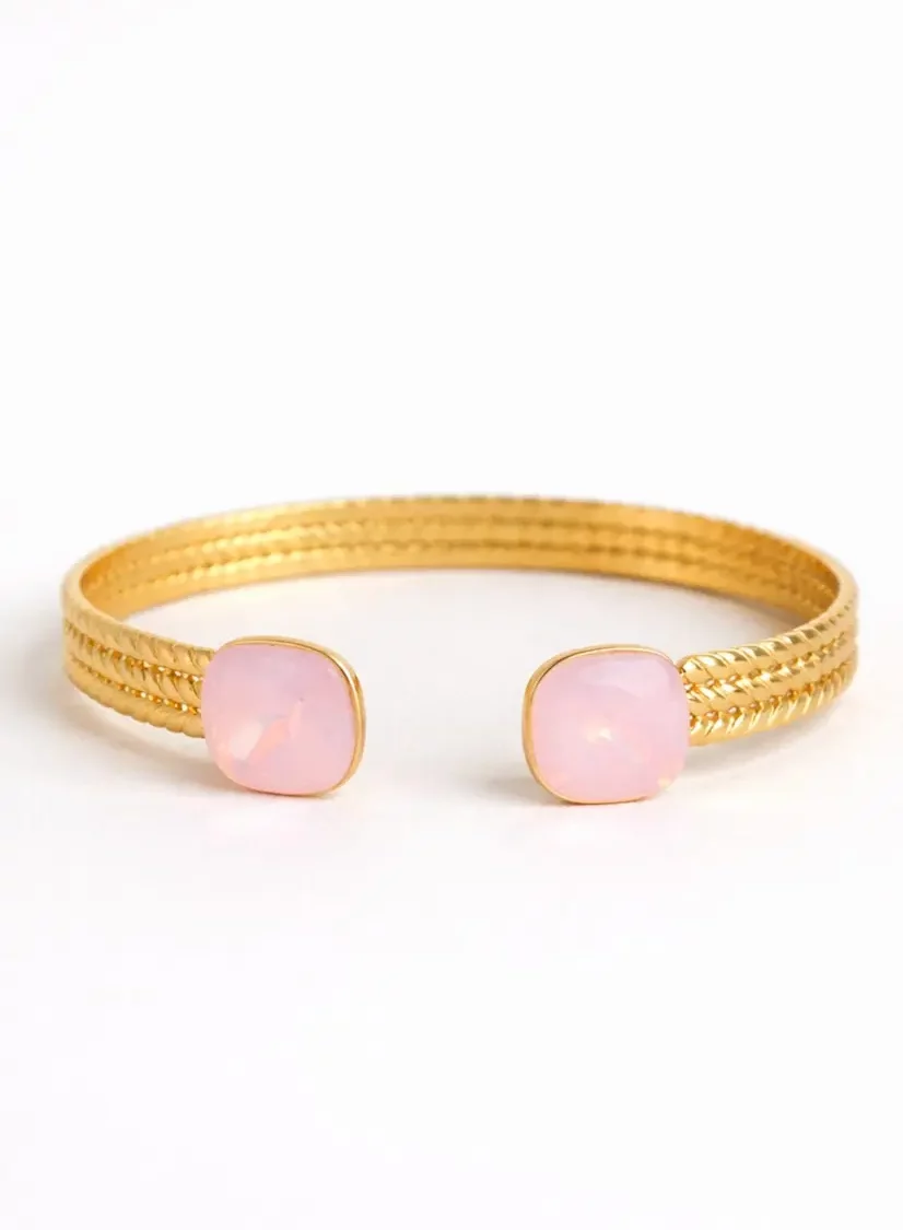 Jonc cristaux Swarovski rose pastel ajustable