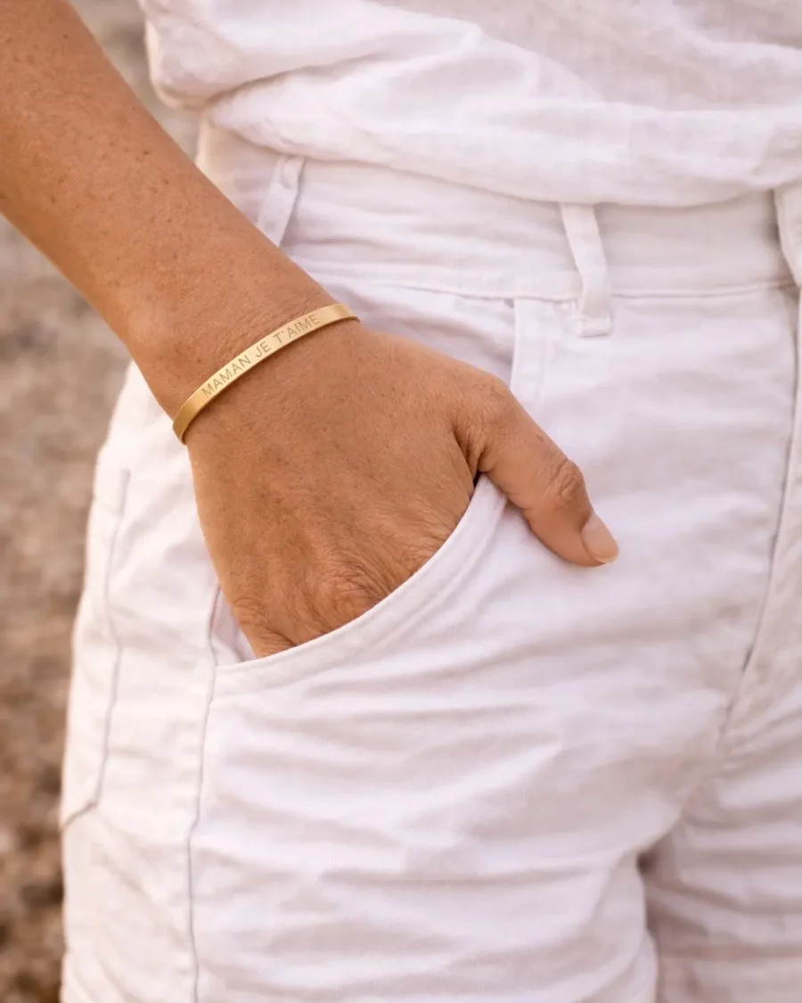 Bracelet Maman je t'aime doré en acier inoxydable, idée de cadeau pour maman