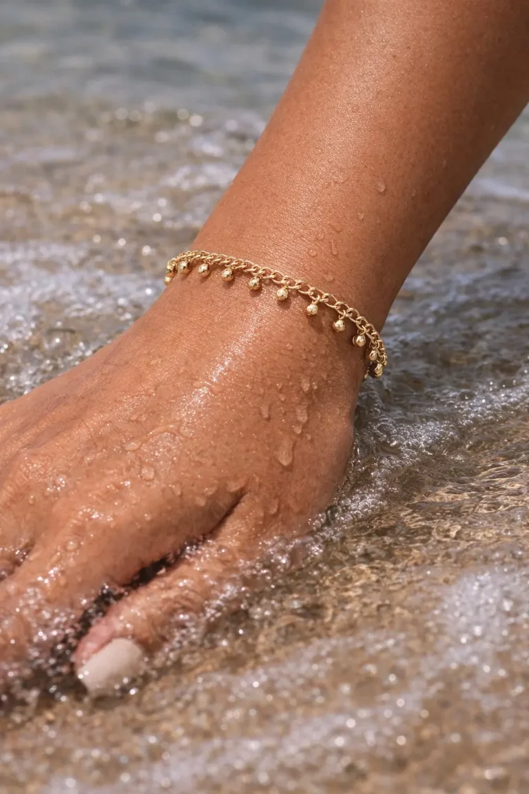 Bracelet pampilles fines doré en acier inoxydable