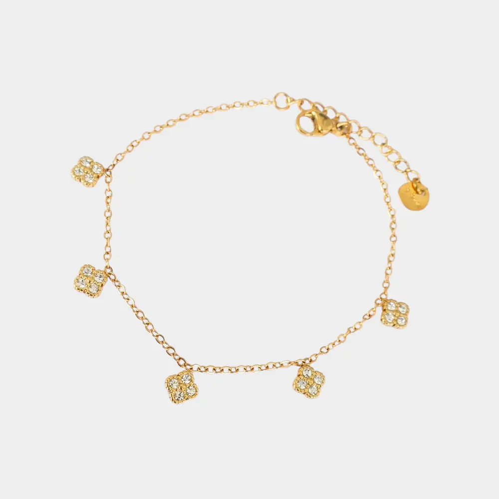 bracelet pendentifs strass femme doré