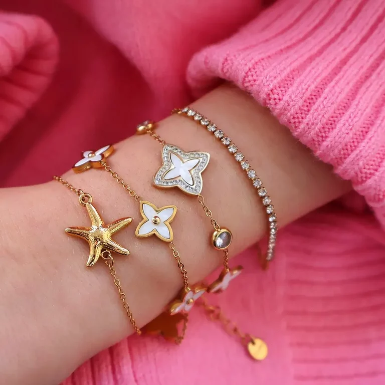 Bracelet fleur nacre, idées composition bracelets