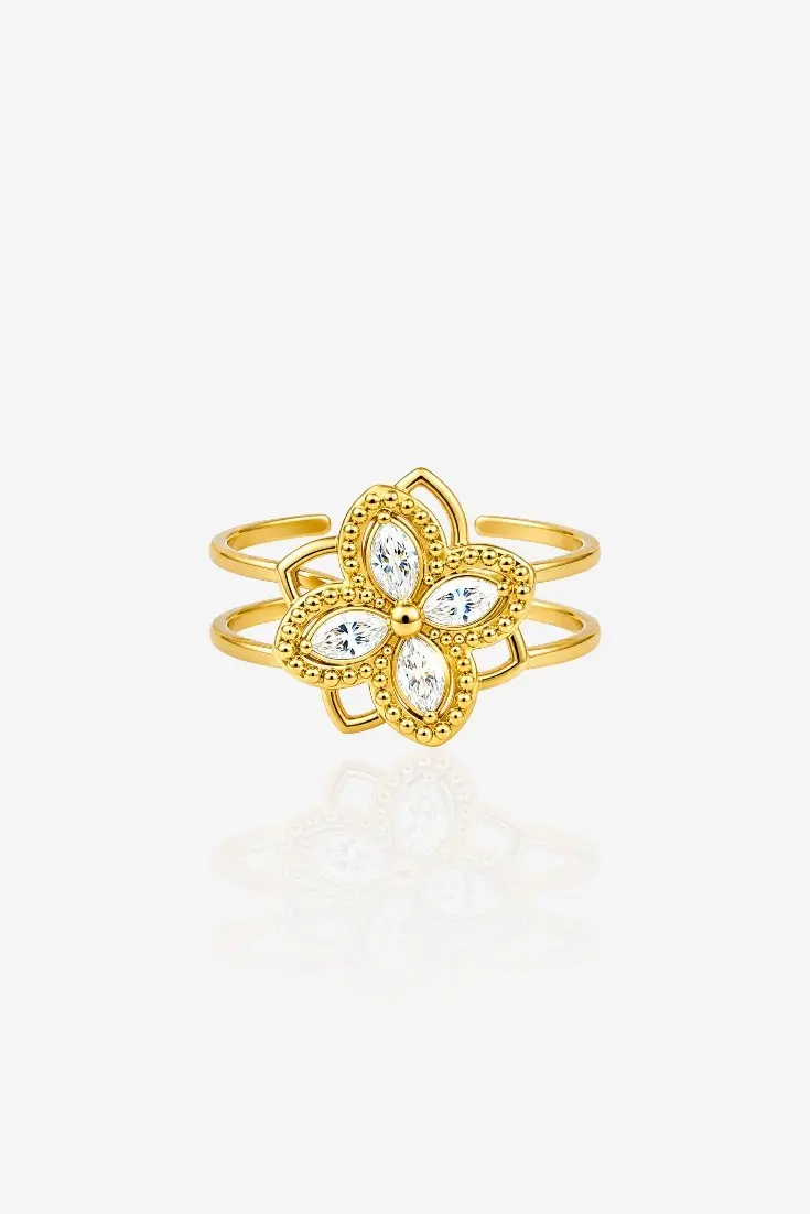 bague anti stress ajustable dorée en acier inoxydable