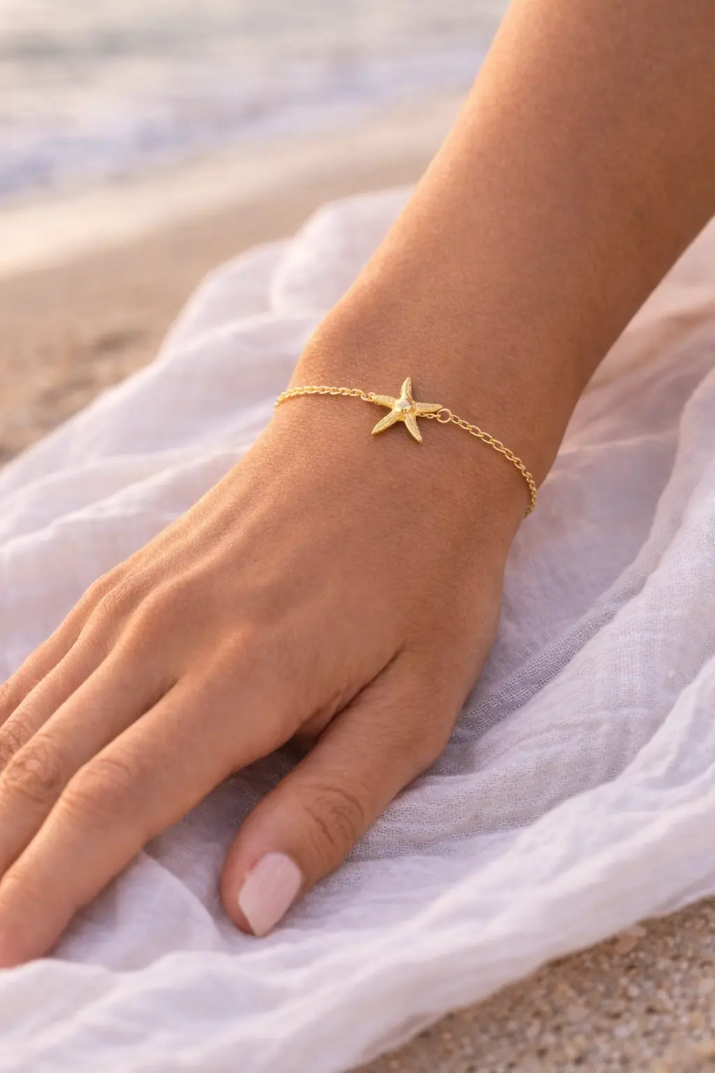 Bracelet Étoile de Mer Doré ajustable en acier inoxydable