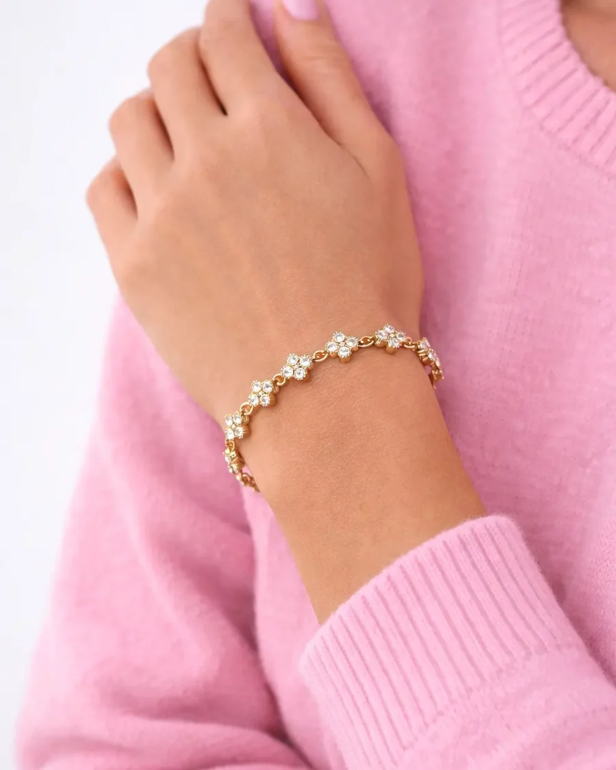 Bracelet Strass Fleur doré