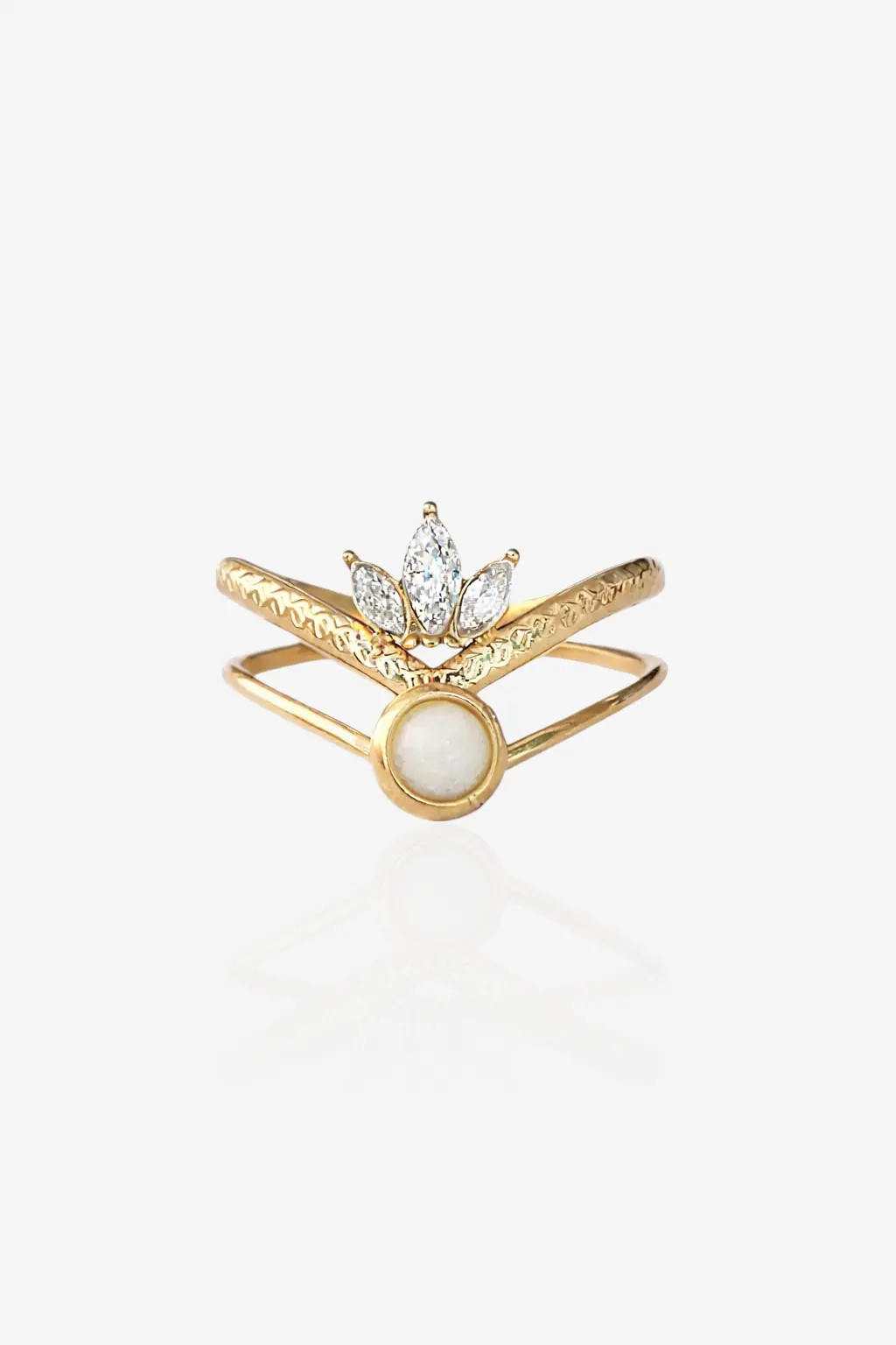 Bague couronne dorée ajustable