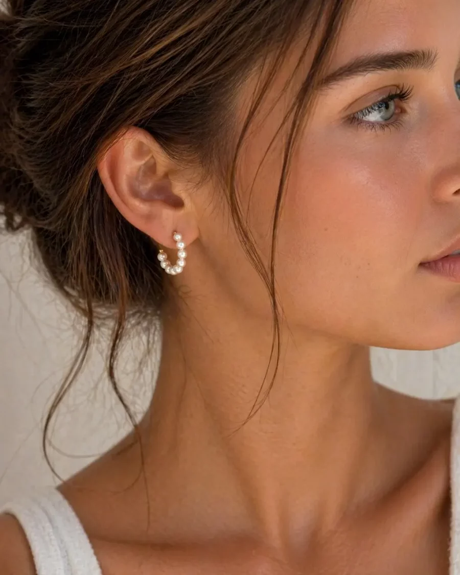 Boucles d’oreilles créole perles acier inoxydable