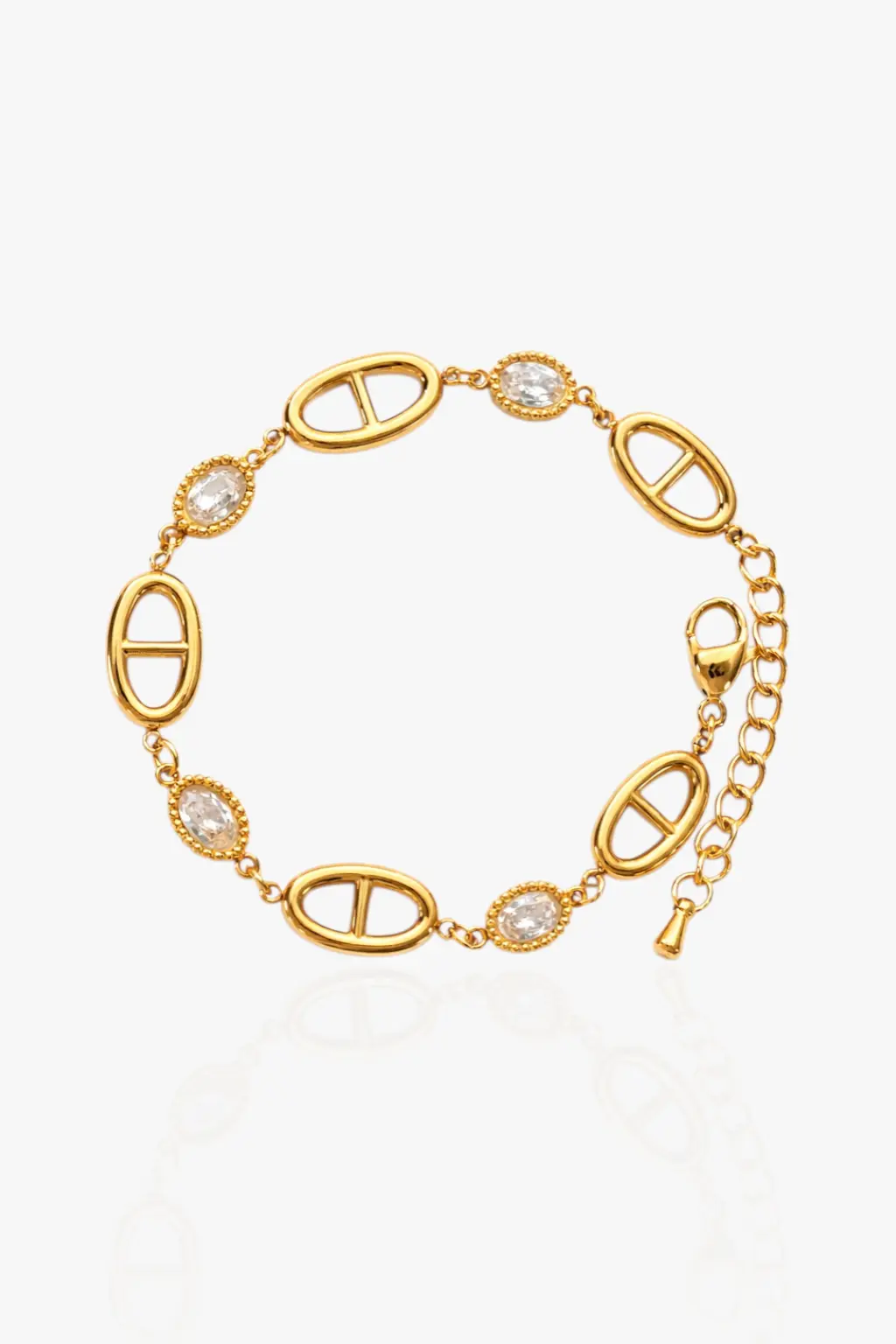 Bracelet maille marine strass dorée acier inoxydable