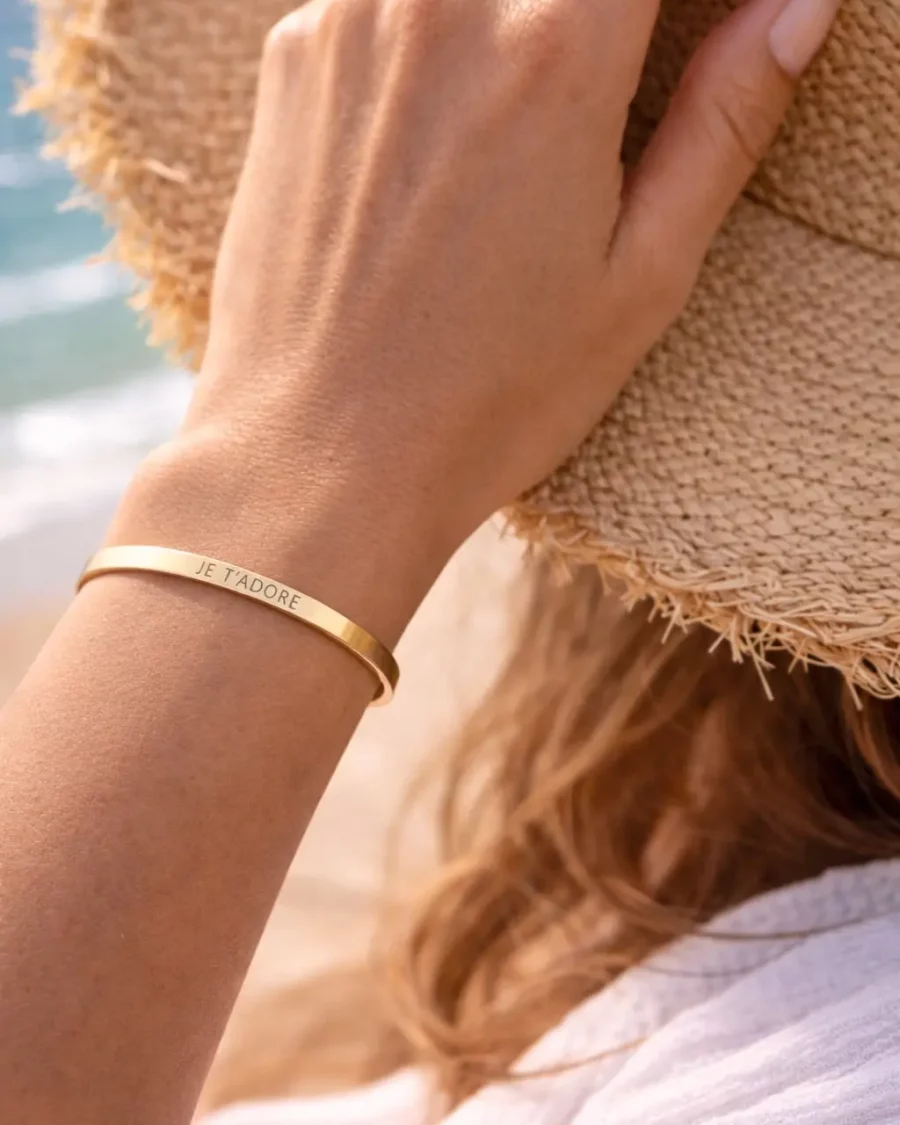 Bracelet je t'adore en acier inoxydable, hypoallergenique