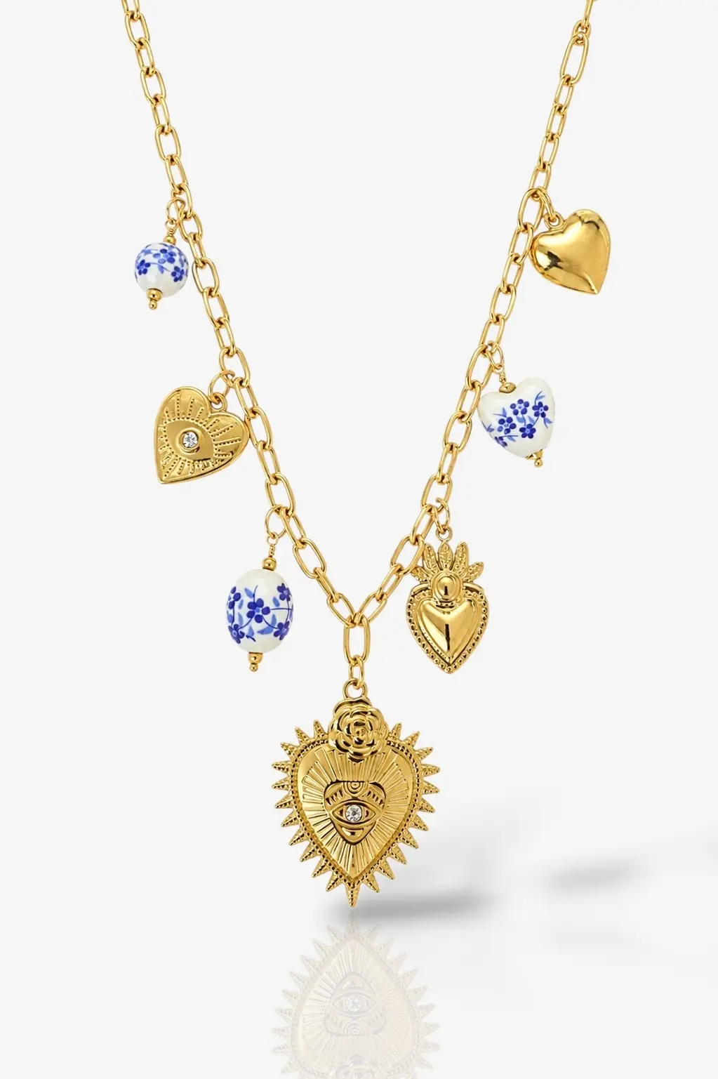 Collier cœur doré en acier inoxydable femme