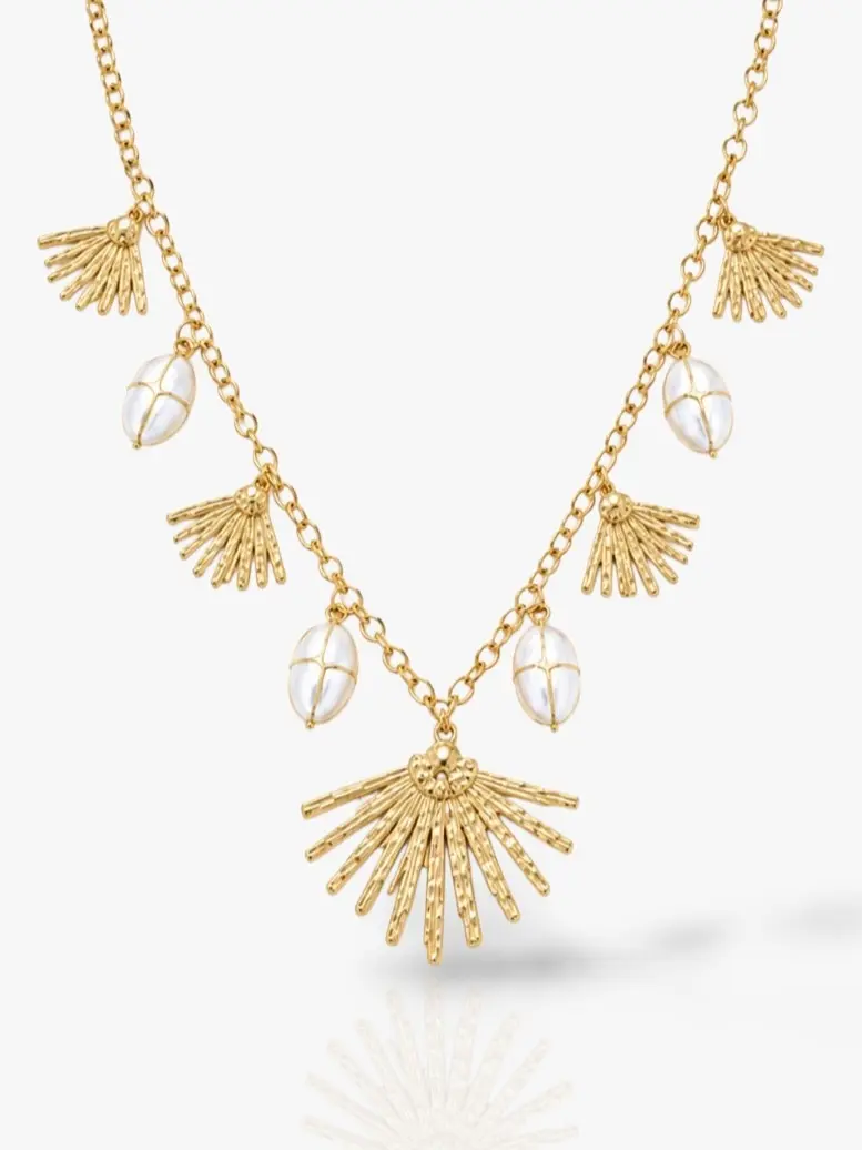 Collier feuilles doré acier inoxydable pour femme