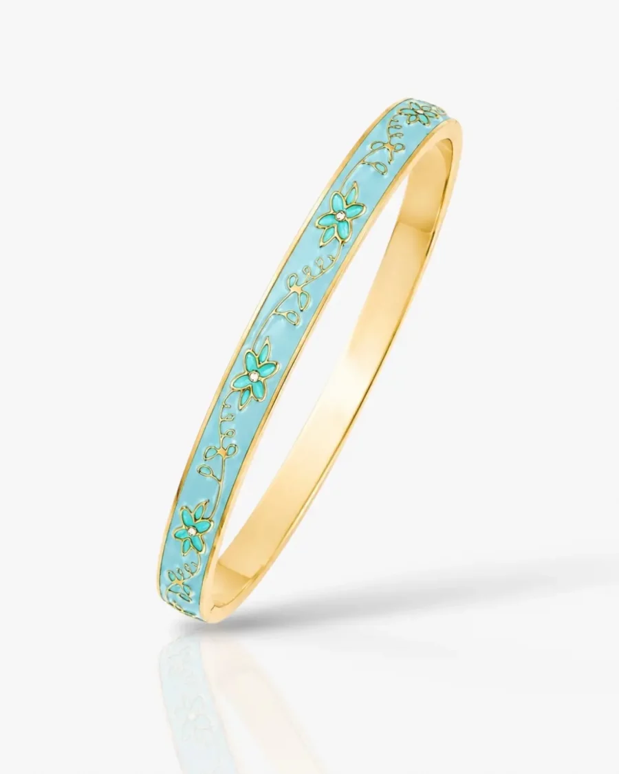 Jonc Thaïlandais Bleu acier inoxydable doré femme