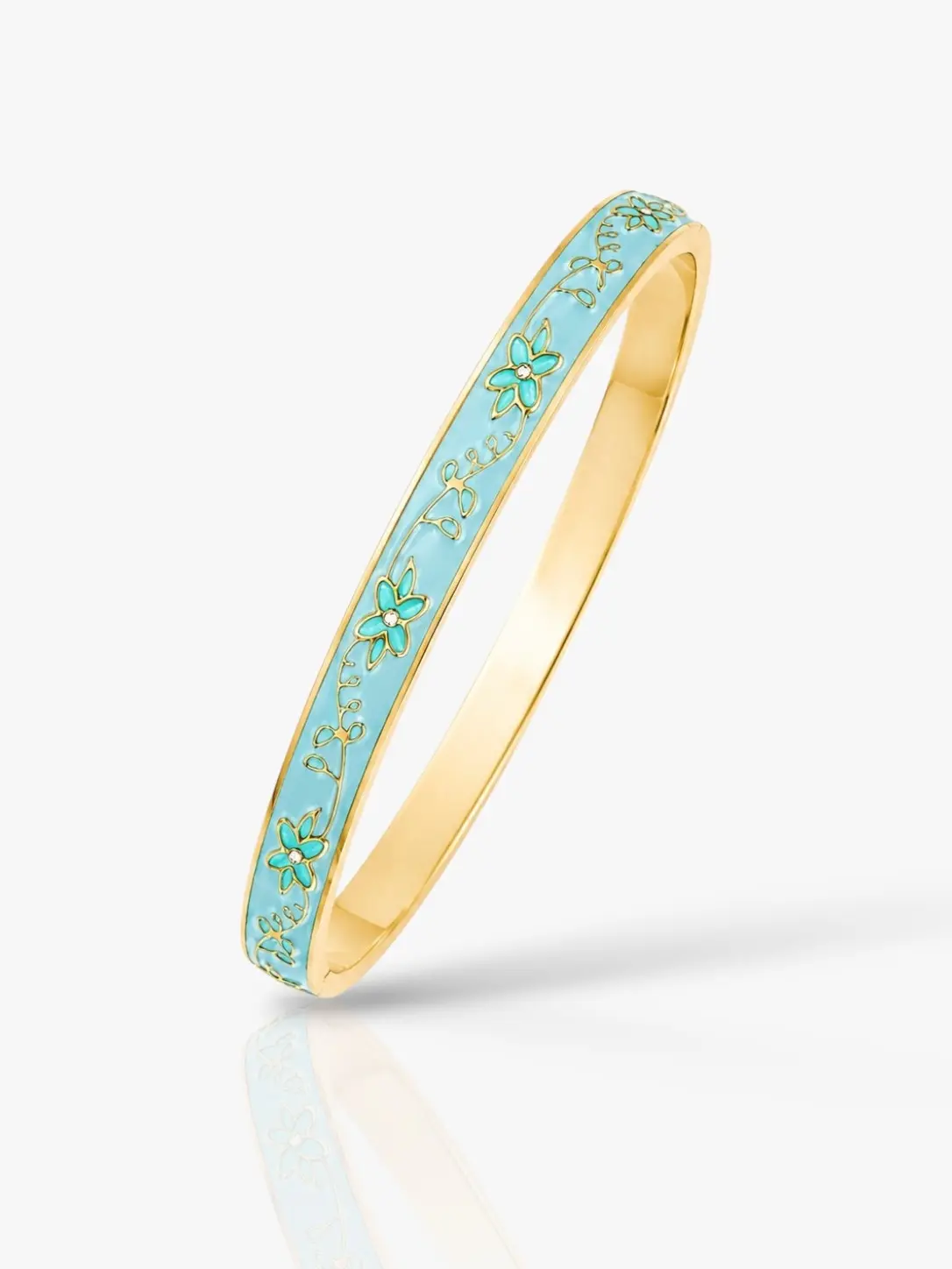 Jonc Thaïlandais Bleu acier inoxydable doré femme