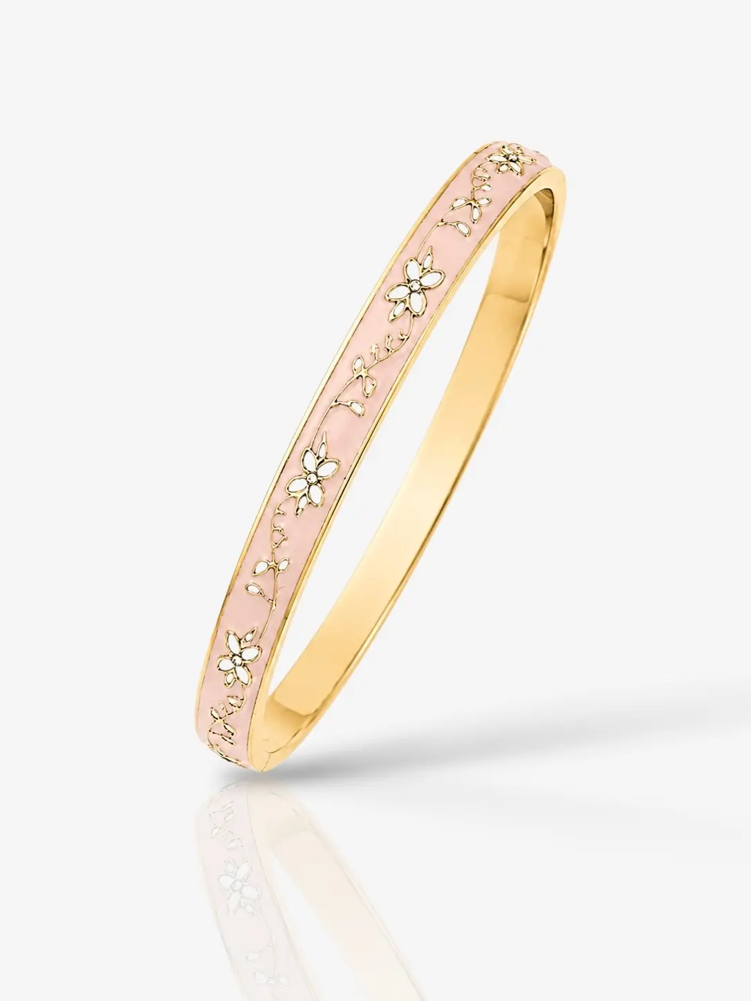 Jonc Thaïlandais Rose clair acier inoxydable doré femme